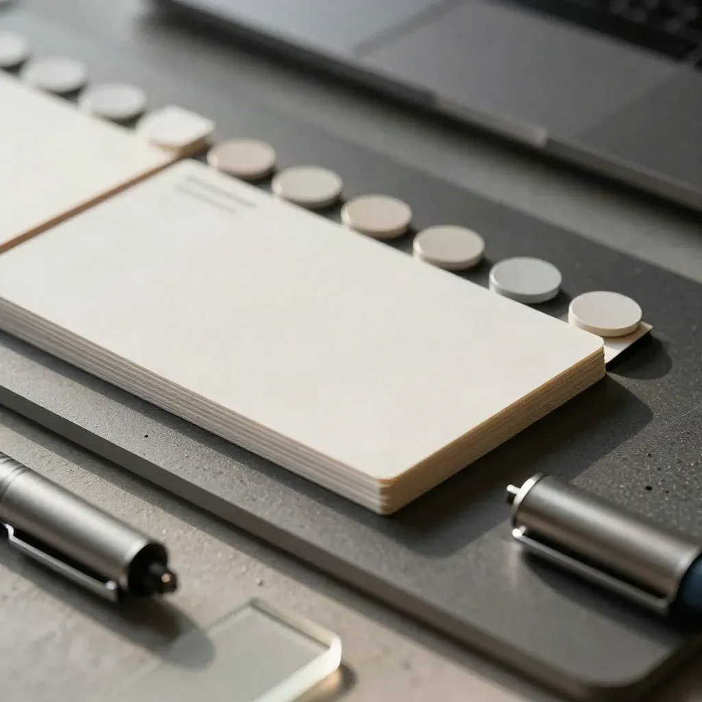 Macro of phase-planning cards, magnetic chips, and tabs on a graphite board